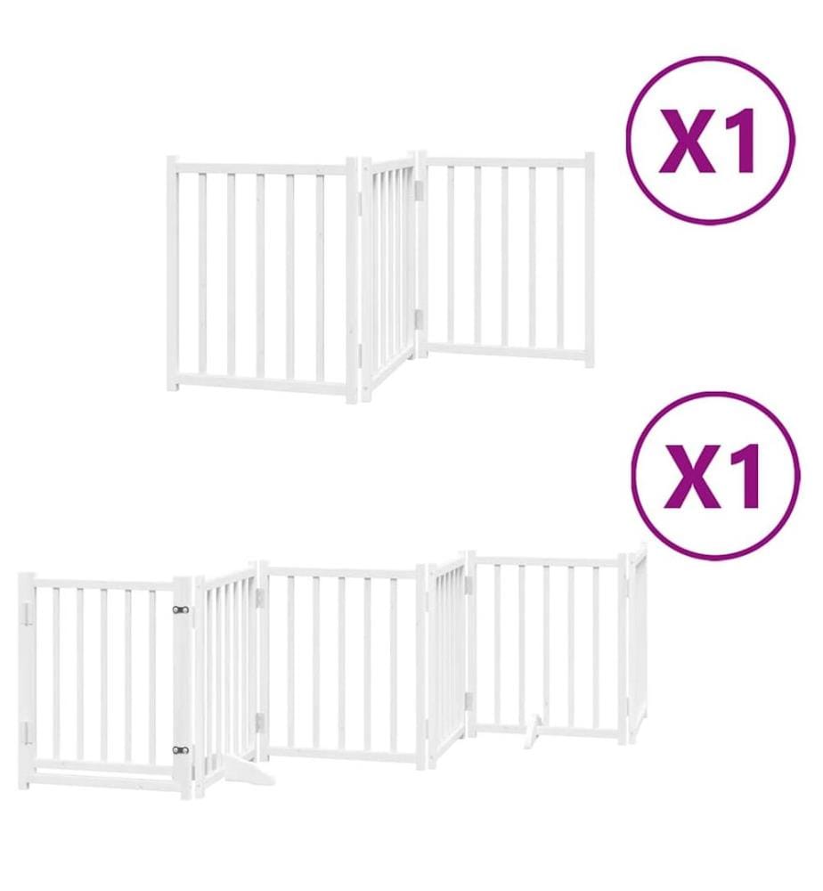 Barrière pour chien porte pliable 9panneaux blanc bois peuplier