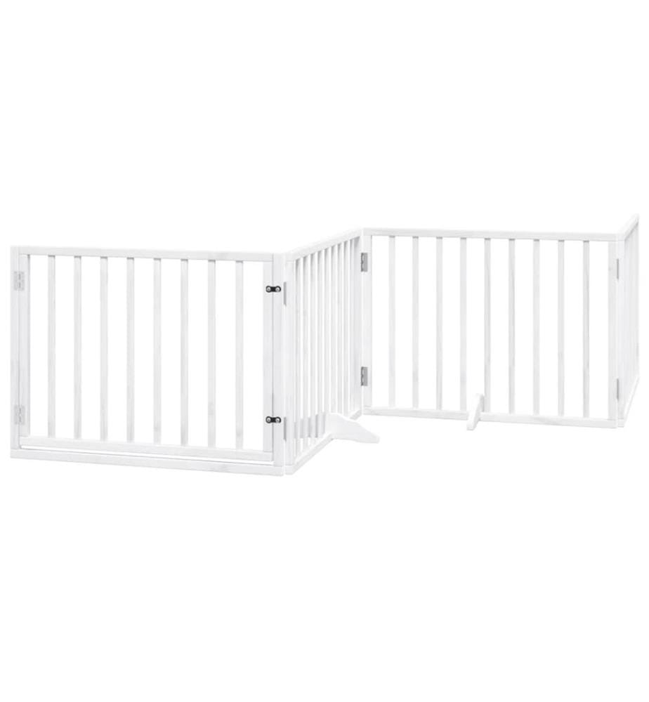 Barrière pour chiens et porte 4 panneaux blanc bois de peuplier