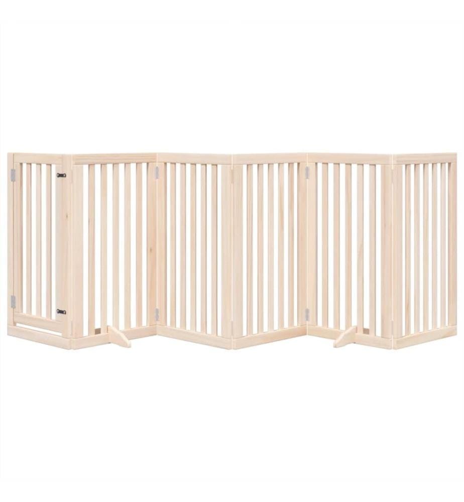 Barrière pour chien avec porte pliable 6 panneaux 300 cm Bois de peuplier