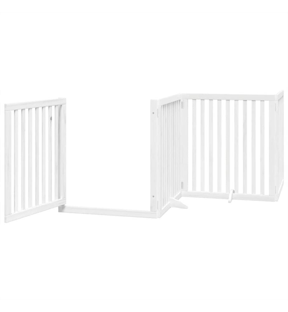 Barrière pour chiens et porte 4 panneaux blanc bois de peuplier