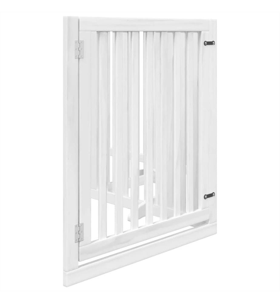 Barrière pour chiens et porte 4 panneaux blanc bois de peuplier