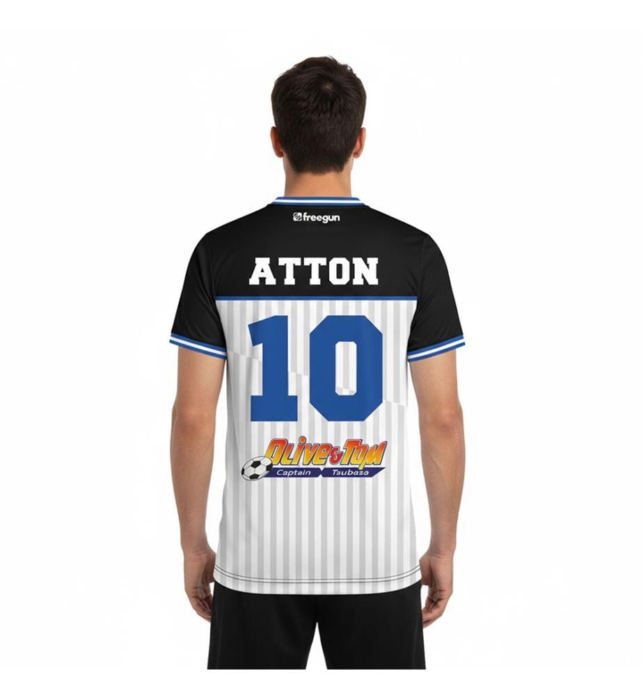 Olive und Tom #10 Atton Fussballtrikot - Schwarz & Blau & Weiss