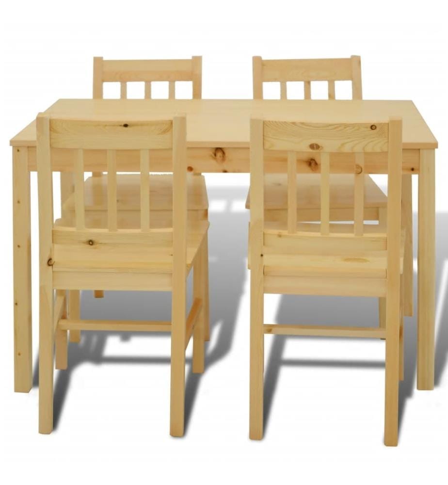 Esstisch Holztisch mit 4 Holzstühlen Esszimmerset Essgruppe