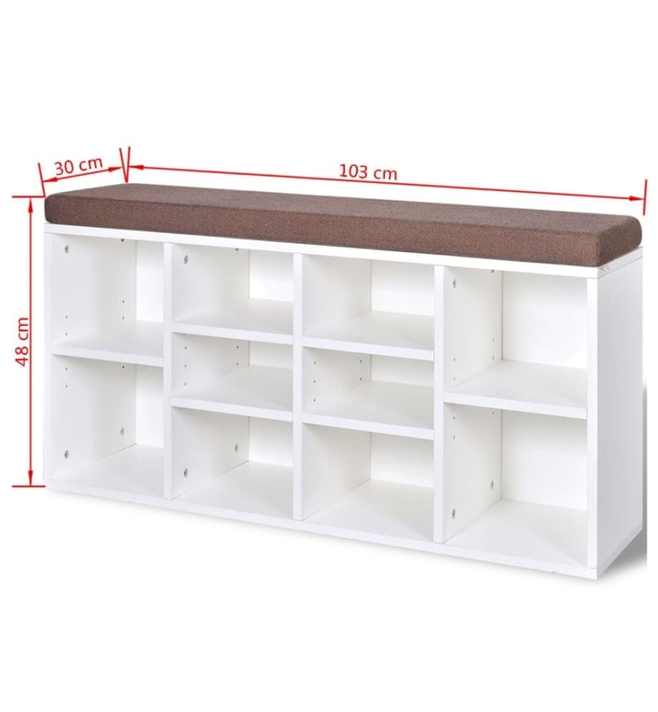 Schuhschrank Schuhbank Sitzbank 10 Fächer weiss