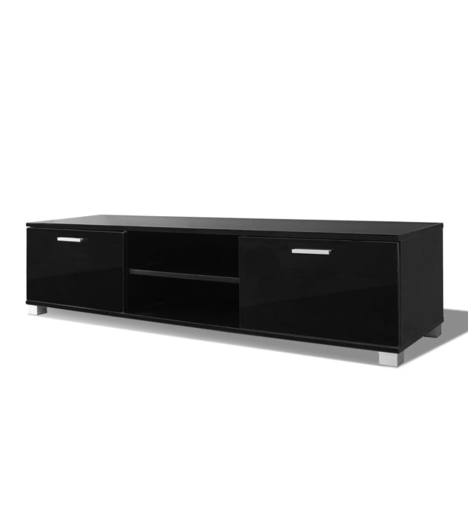 Meuble TV Noir brillant 140x40,5x35 cm