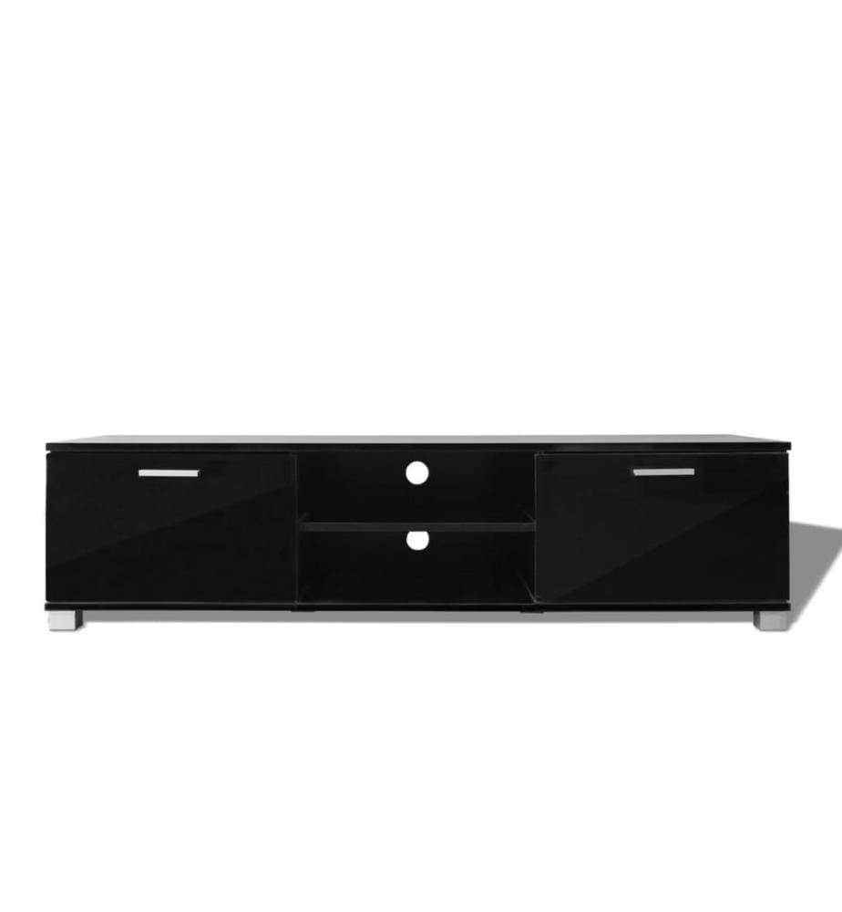 Meuble TV Noir brillant 140x40,5x35 cm