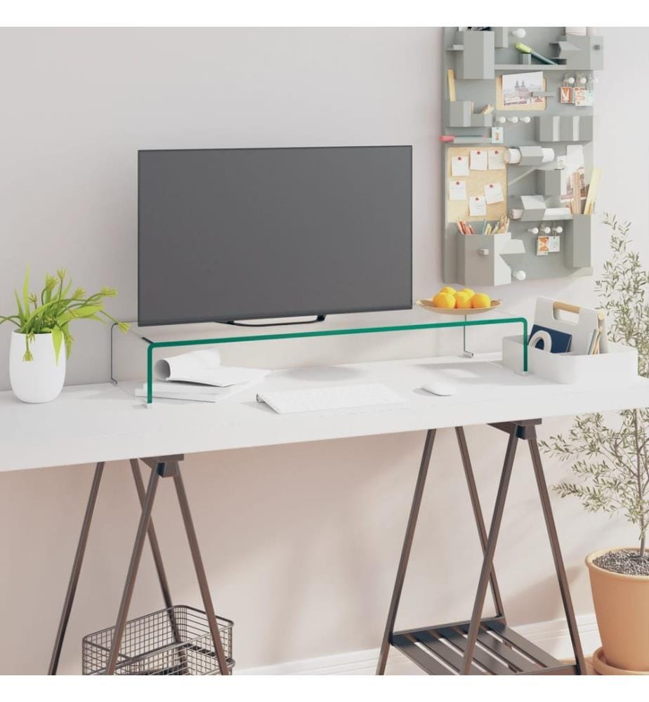 TV-Tisch/Bildschirmerhöhung Glas Transparent 90x30x13 cm