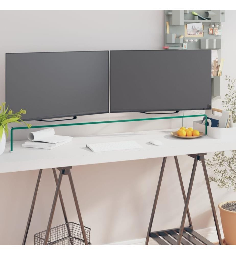 TV-Tisch/Bildschirmerhöhung Glas Transparent 120x30x13 cm
