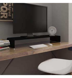 Meuble TV/support pour moniteur 100x30x13 cm verre noir