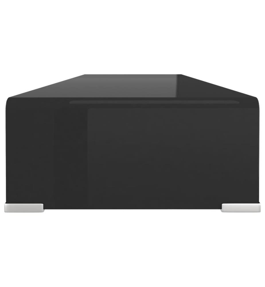 Meuble TV/support pour moniteur 100x30x13 cm verre noir