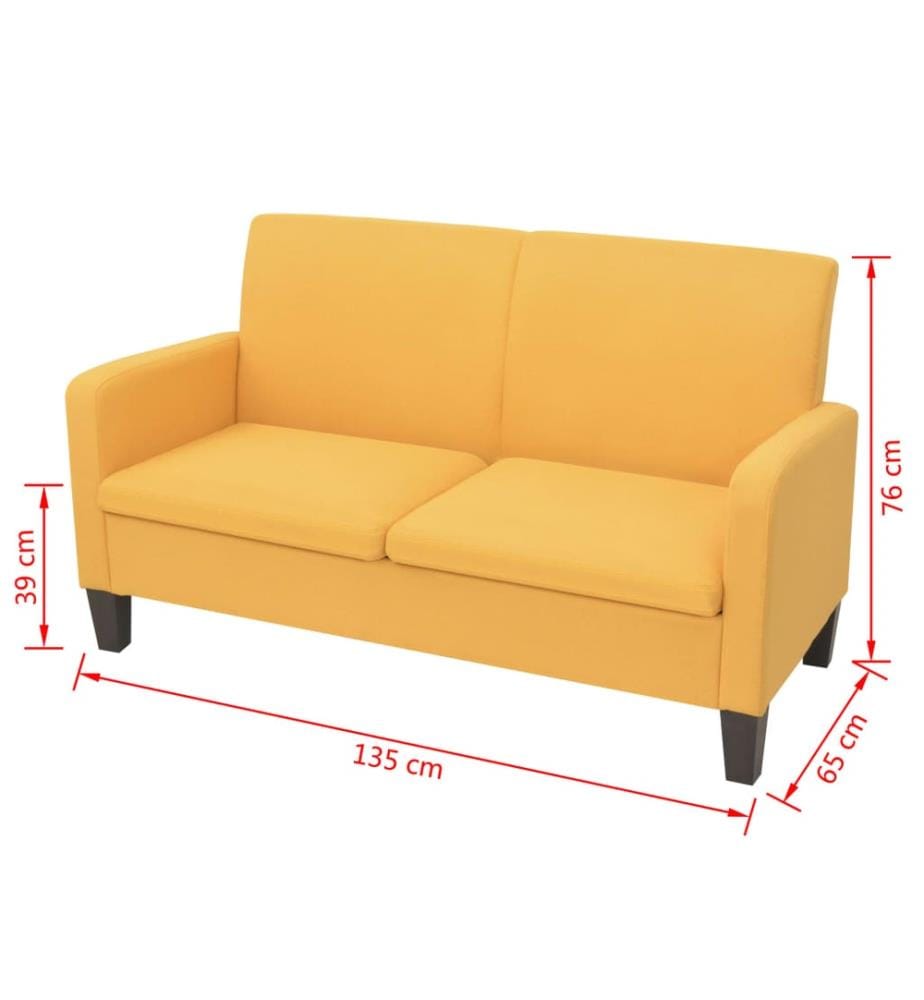 Sofa 2-Sitzer 135x65x76 cm Gelb