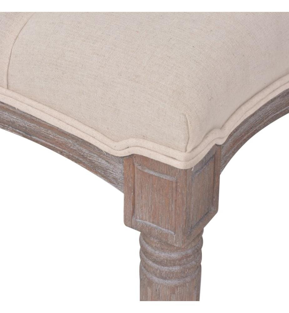 Bank Leinen Massivholz 150 x 40 x 48 cm Cremeweiss