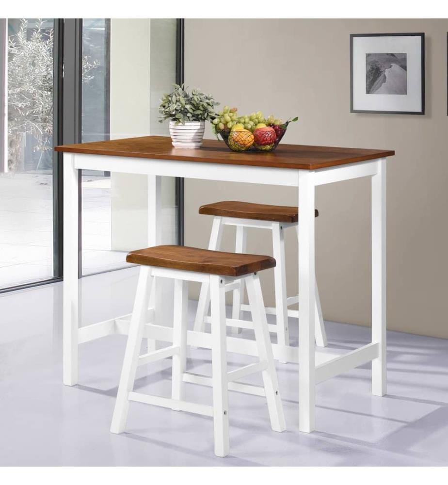 Bartisch- und Hocker-Set 3-tlg. Massivholz