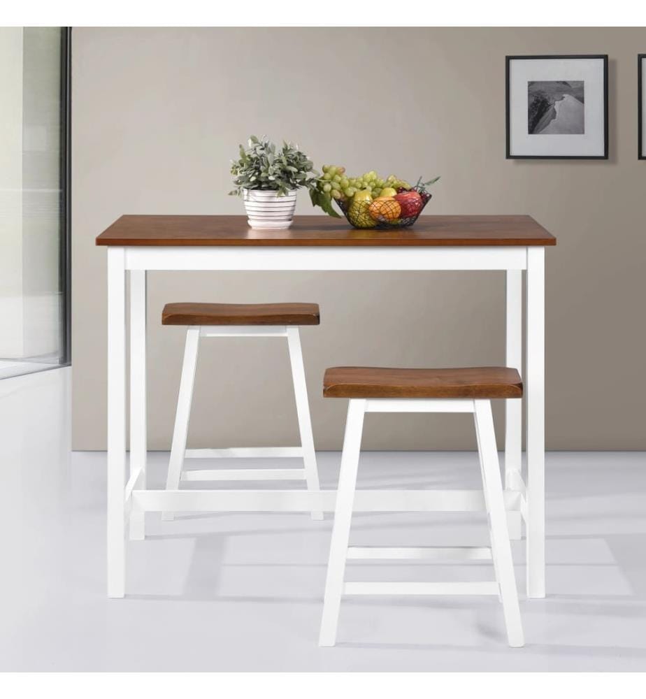 Bartisch- und Hocker-Set 3-tlg. Massivholz