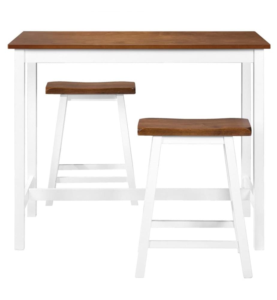 Bartisch- und Hocker-Set 3-tlg. Massivholz