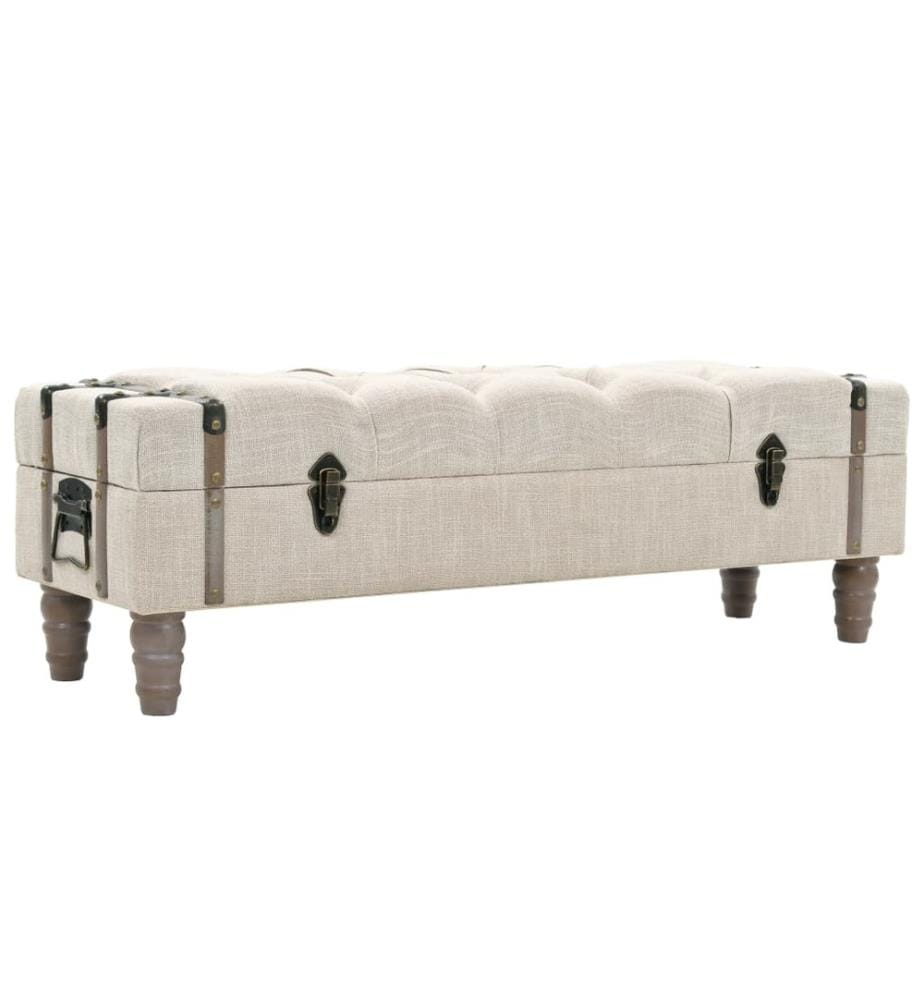 Banc de rangement Bois massif et acier 111x34x37 cm