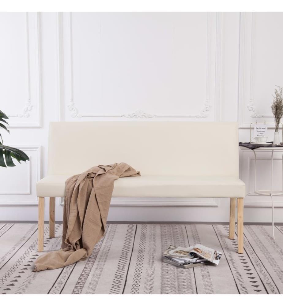 Sitzbank 139,5 cm Cremeweiss Kunstleder