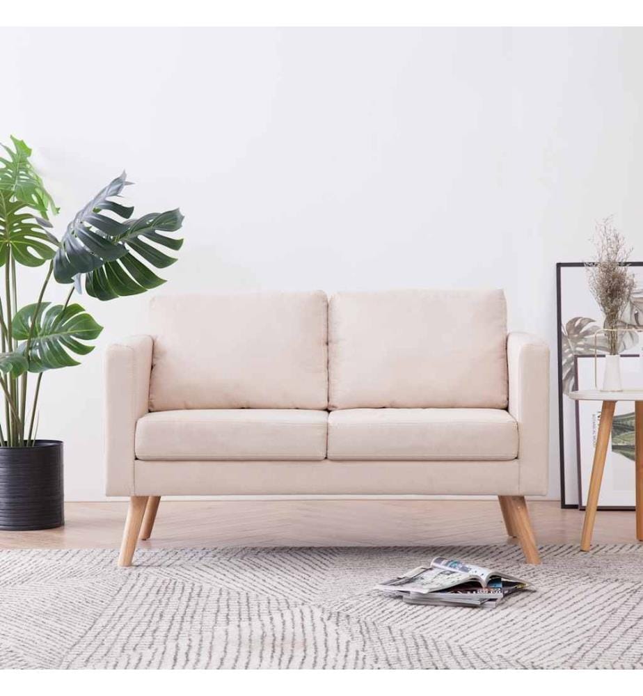 2-Sitzer-Sofa Stoff Cremeweiss