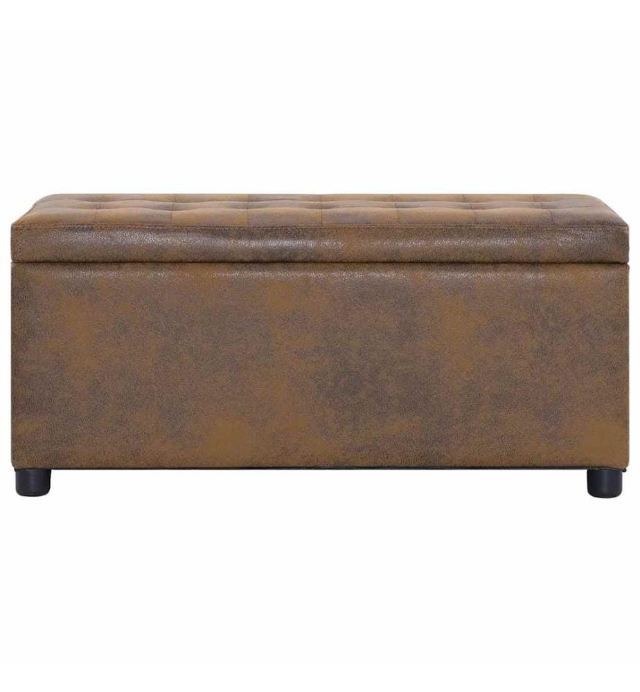 Ottoman mit Stauraum 87,5 cm Braun Wildleder-Optik