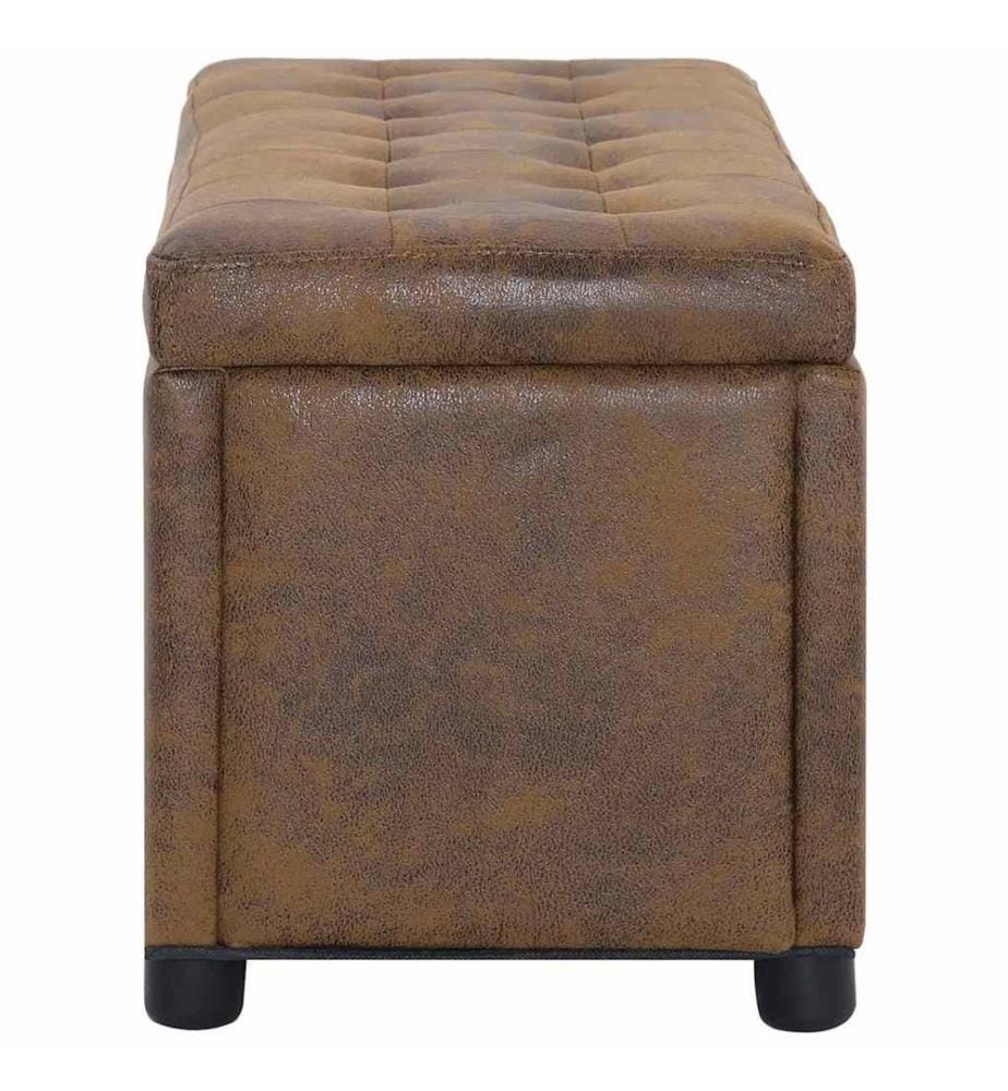 Ottoman mit Stauraum 87,5 cm Braun Wildleder-Optik