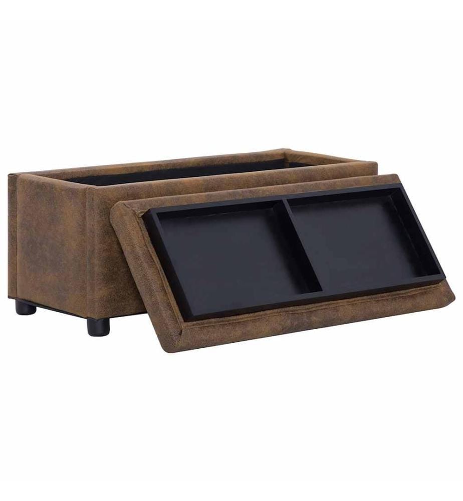 Ottoman mit Stauraum 87,5 cm Braun Wildleder-Optik