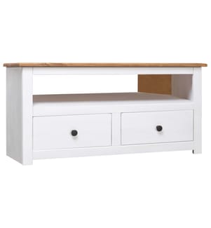 Meuble TV d'angle Blanc 93x49x49 cm Pin Assortiment Panama