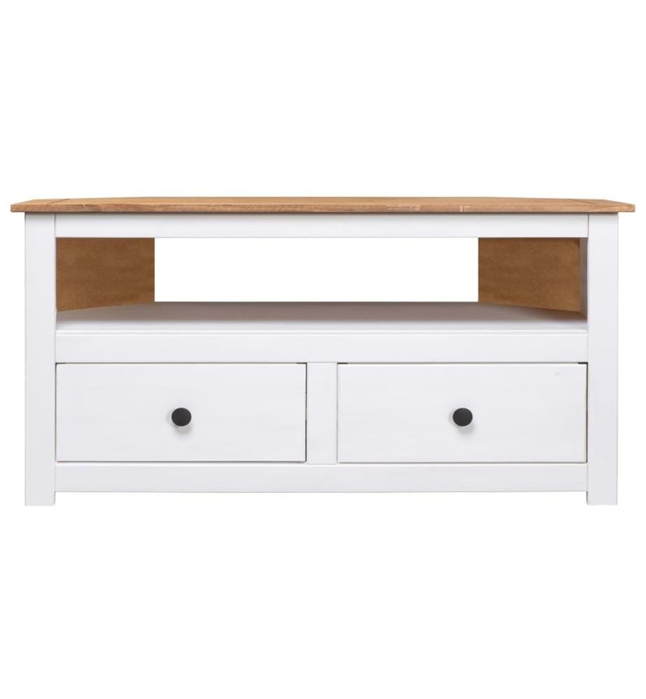 Meuble TV d'angle Blanc 93x49x49 cm Pin Assortiment Panama