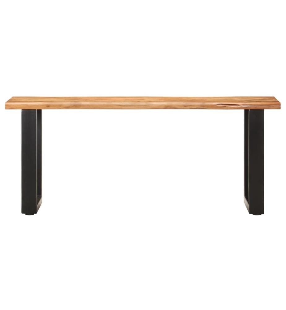 Sitzbank mit Naturkanten 110 cm Akazie Massivholz und Stahl
