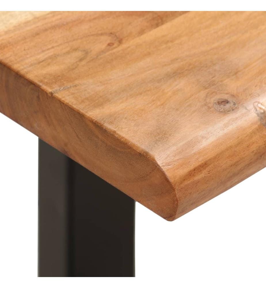 Sitzbank mit Naturkanten 110 cm Akazie Massivholz und Stahl