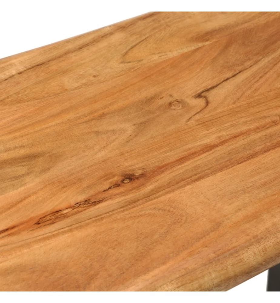 Sitzbank mit Naturkanten 110 cm Akazie Massivholz und Stahl