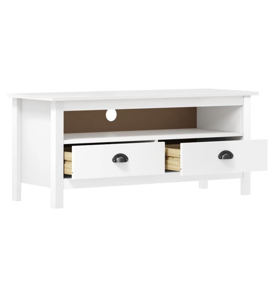 TV-Schrank Hill Weiss 110x40x47 cm Massivholz Kiefer