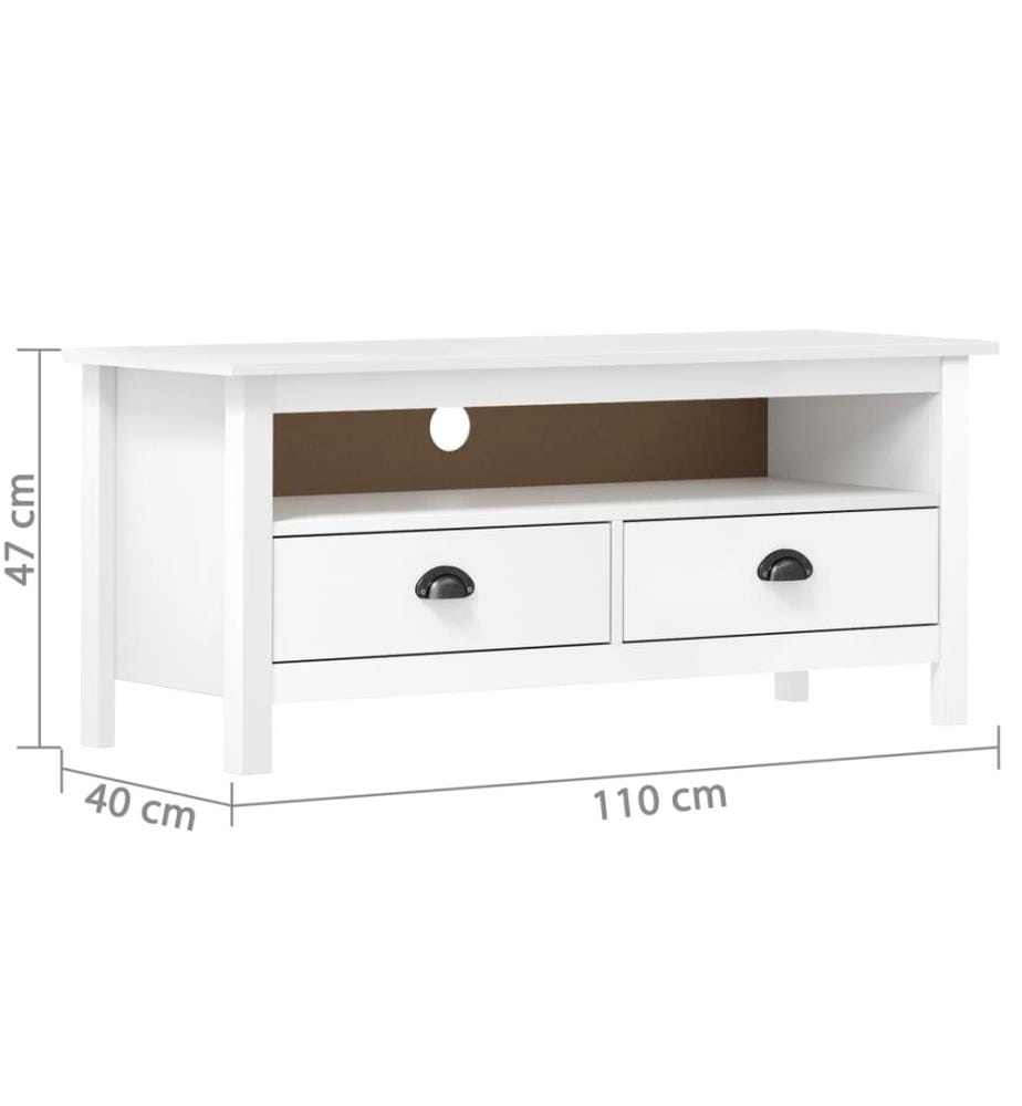 TV-Schrank Hill Weiss 110x40x47 cm Massivholz Kiefer