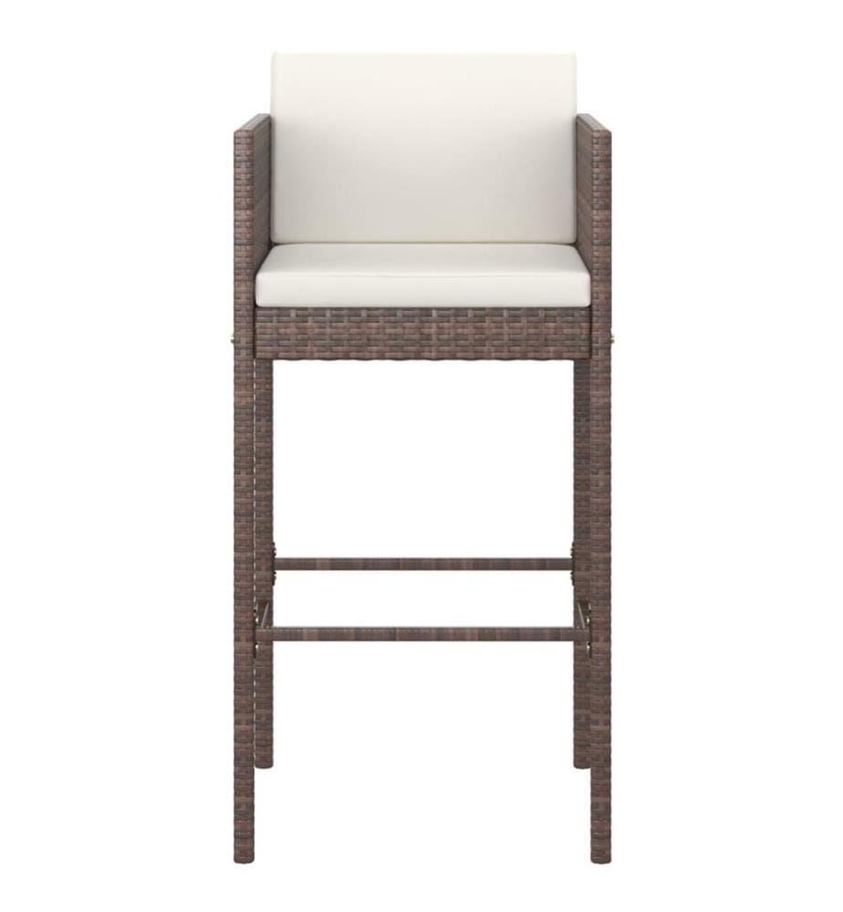 5-tlg. Gartenbar-Set mit Kissen Poly Rattan Braun