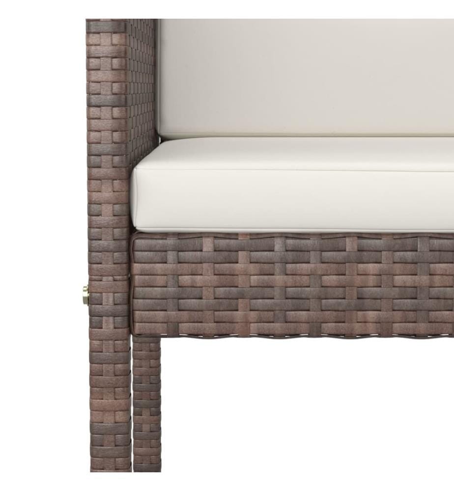 5-tlg. Gartenbar-Set mit Kissen Poly Rattan Braun
