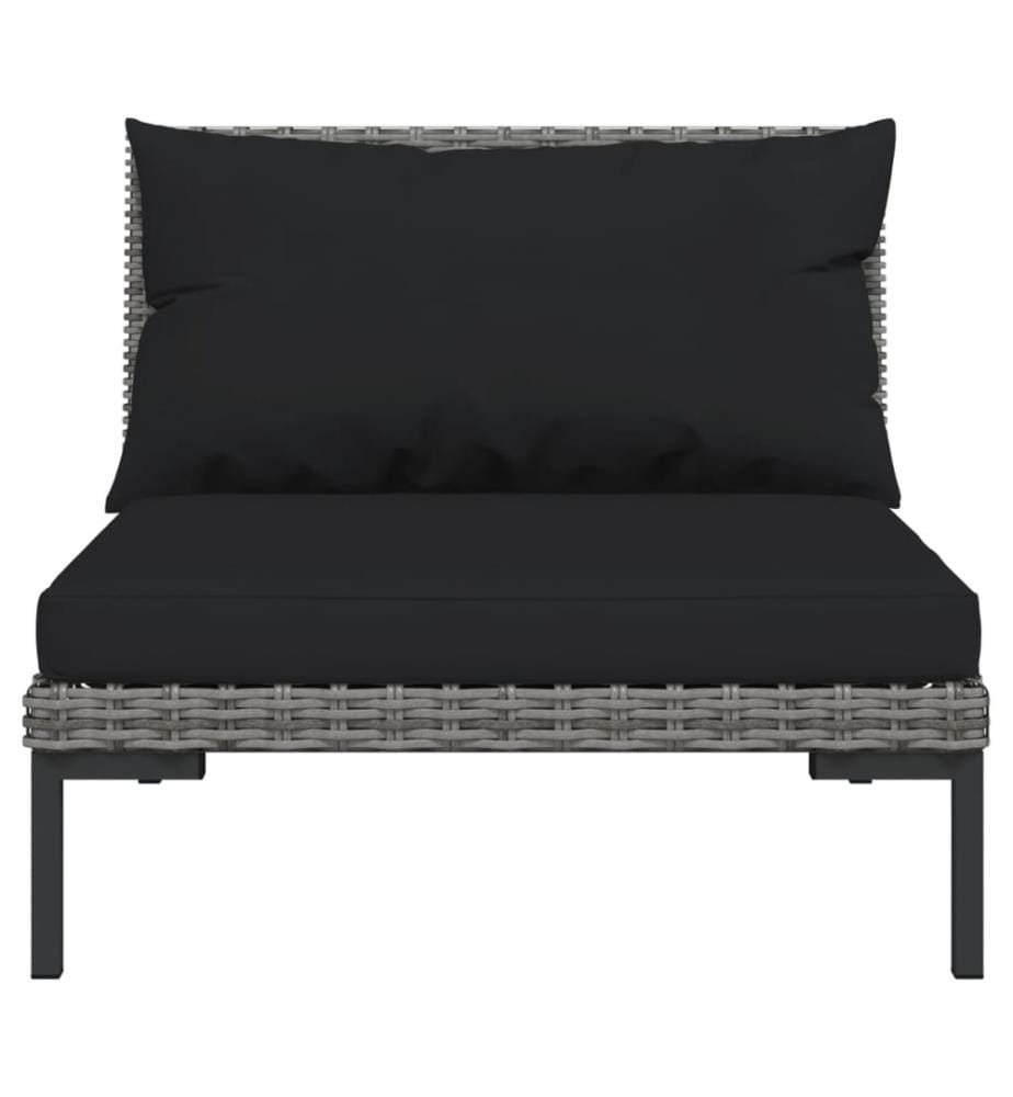 4-tlg. Garten-Lounge-Set mit Kissen Poly Rattan Dunkelgrau