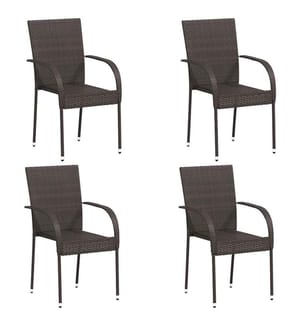 Stapelbare Gartenstühle 4 Stk. Poly Rattan Braun