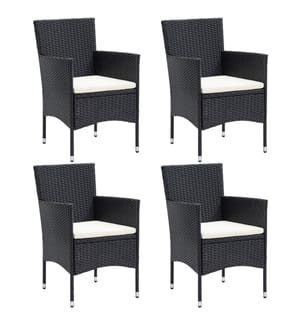 Garten-Essstühle 4 Stk. Poly Rattan Schwarz