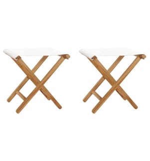 Klappstühle 2 Stk. Teak Massivholz und Stoff Cremeweiss