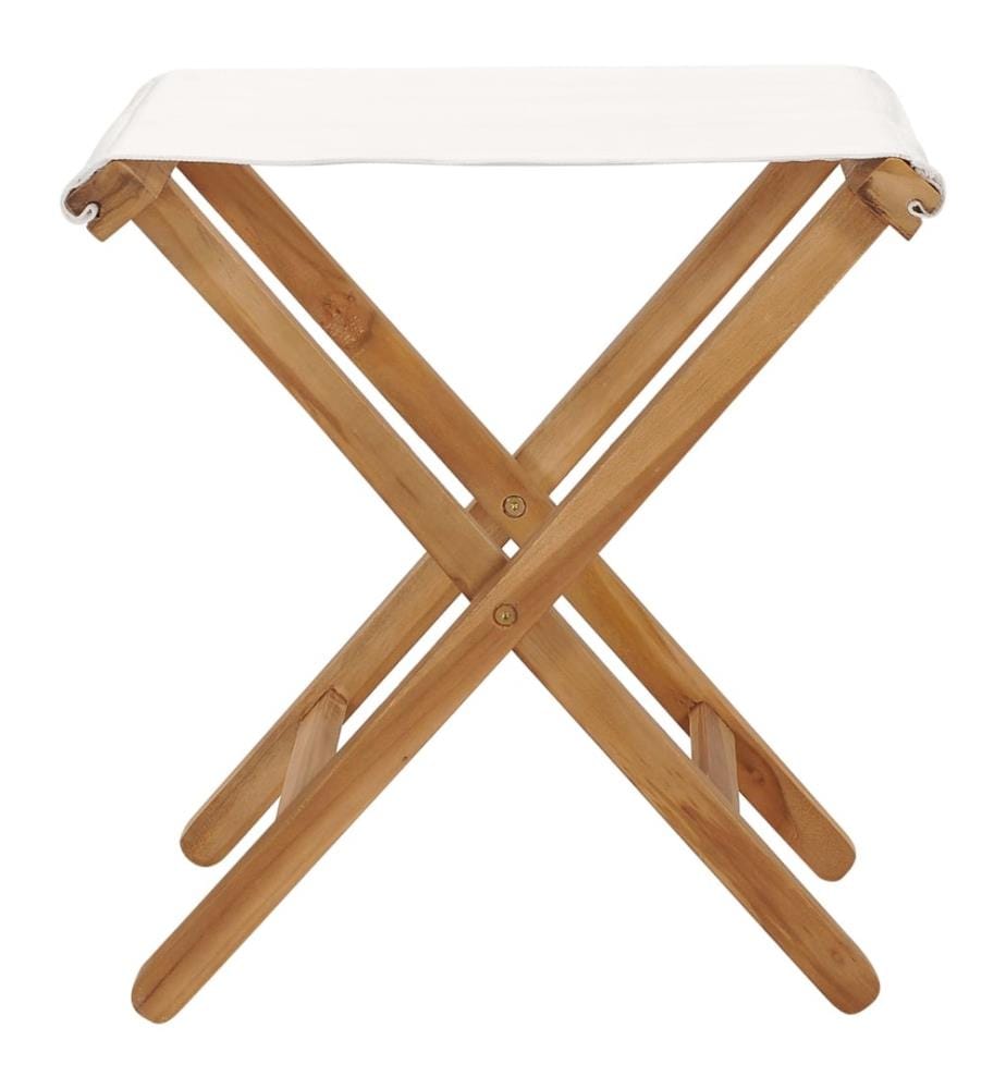 Klappstühle 2 Stk. Teak Massivholz und Stoff Cremeweiss