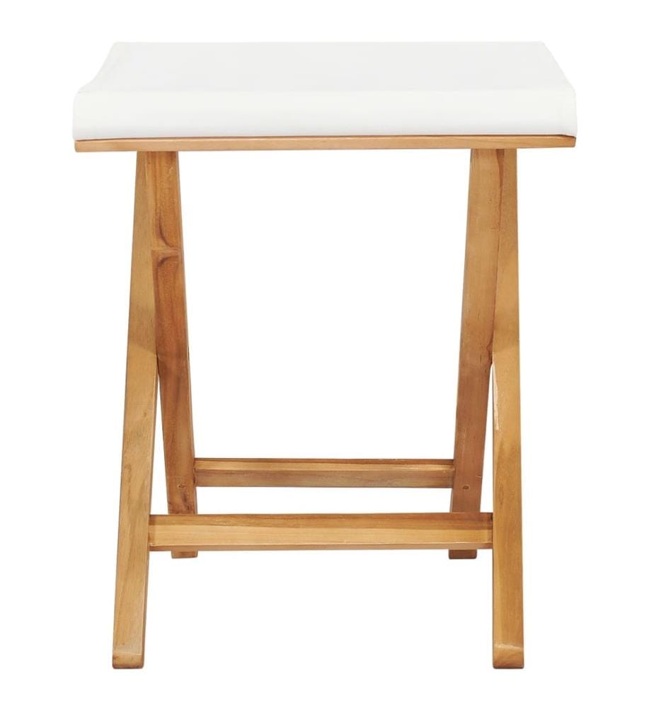 Klappstühle 2 Stk. Teak Massivholz und Stoff Cremeweiss