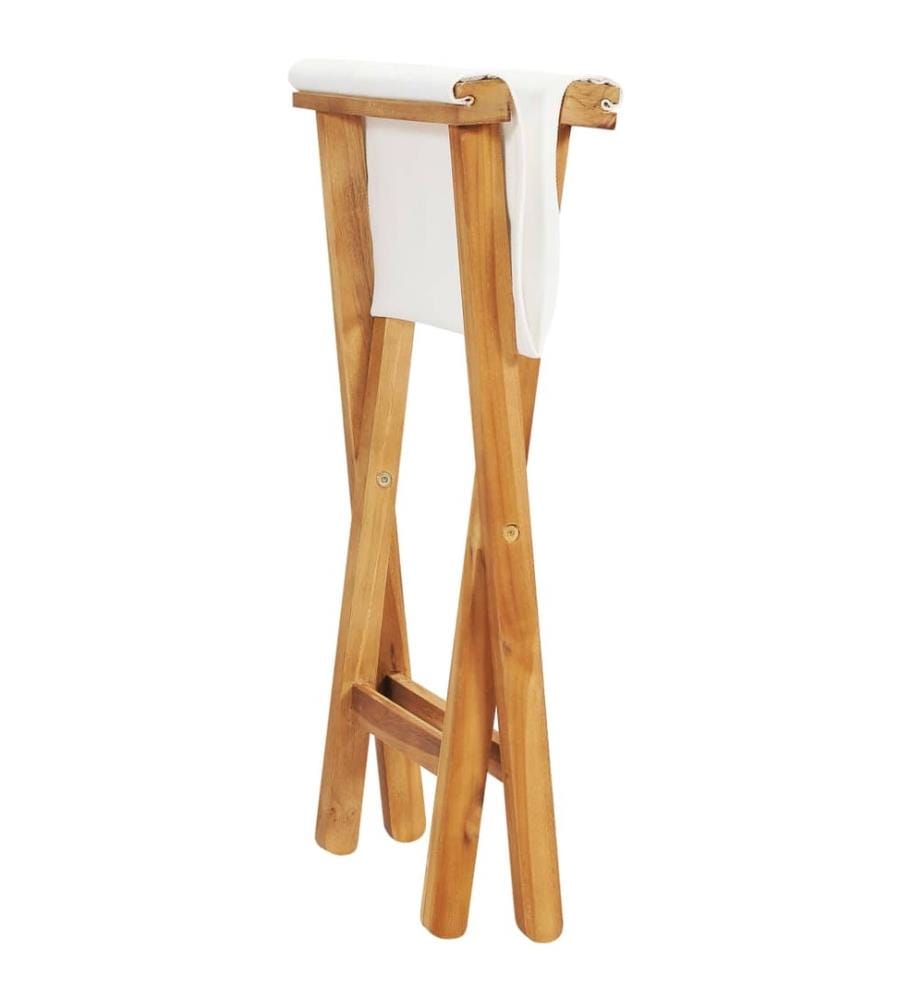 Klappstühle 2 Stk. Teak Massivholz und Stoff Cremeweiss