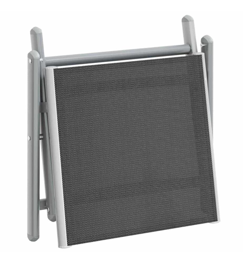 Klappbare Fussstütze Schwarz und Silbern Textilene und Aluminium