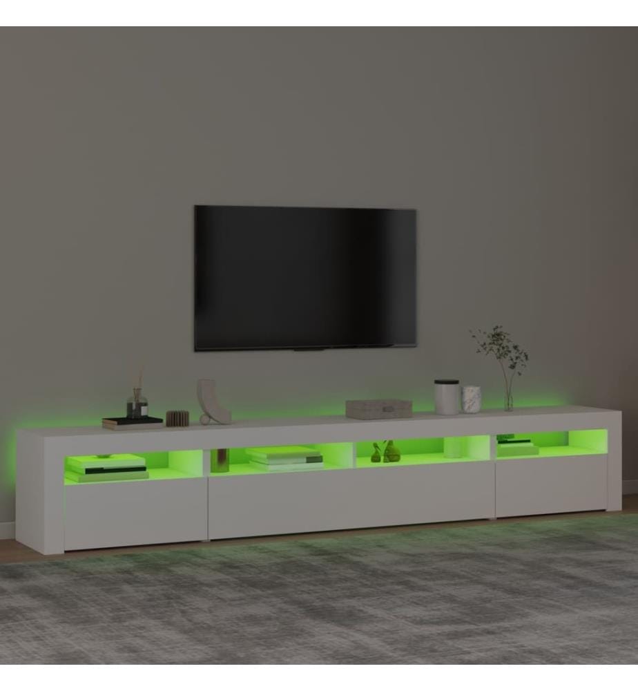 Meuble TV avec lumières LED Blanc 240x35x40 cm