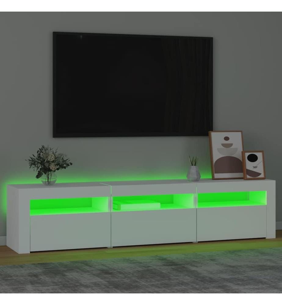TV-Schrank mit LED-Leuchten Weiss 180x35x40 cm