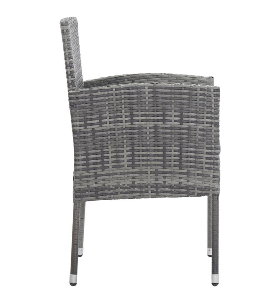 Gartenstühle mit Kissen in Dunkelgrau 2 Stk. Grau Polyrattan