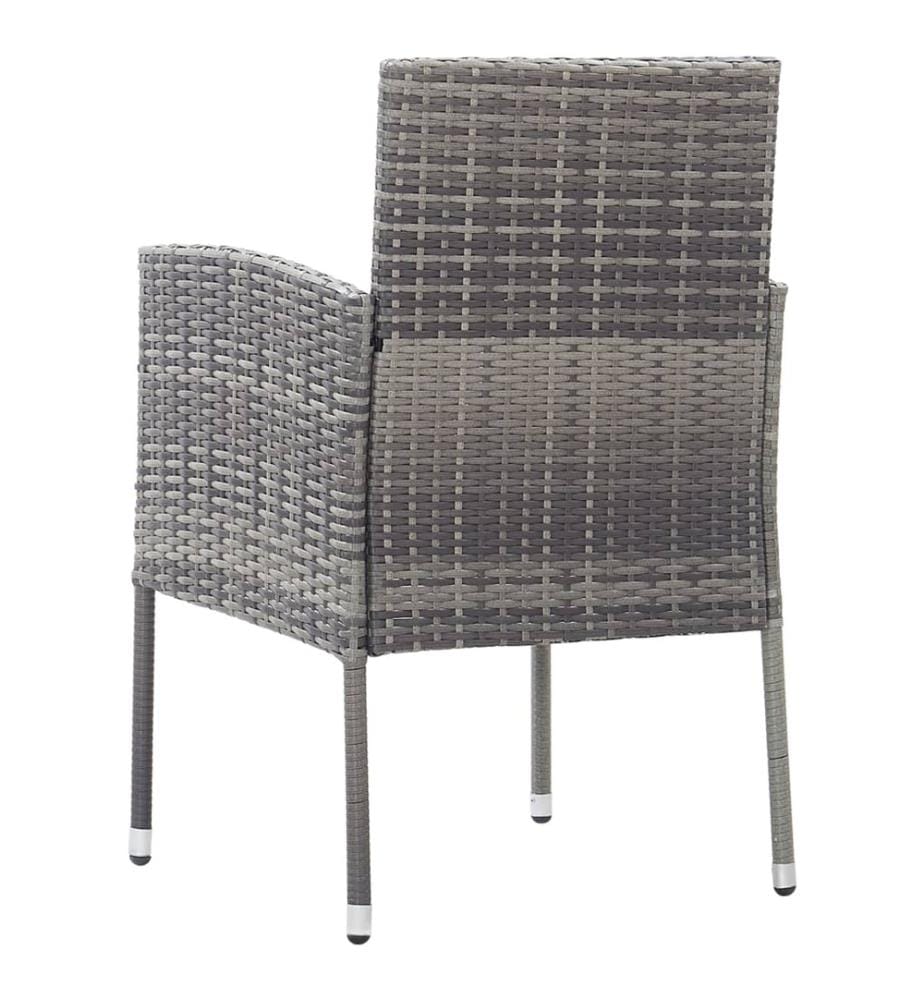 Gartenstühle mit Kissen in Dunkelgrau 2 Stk. Grau Polyrattan