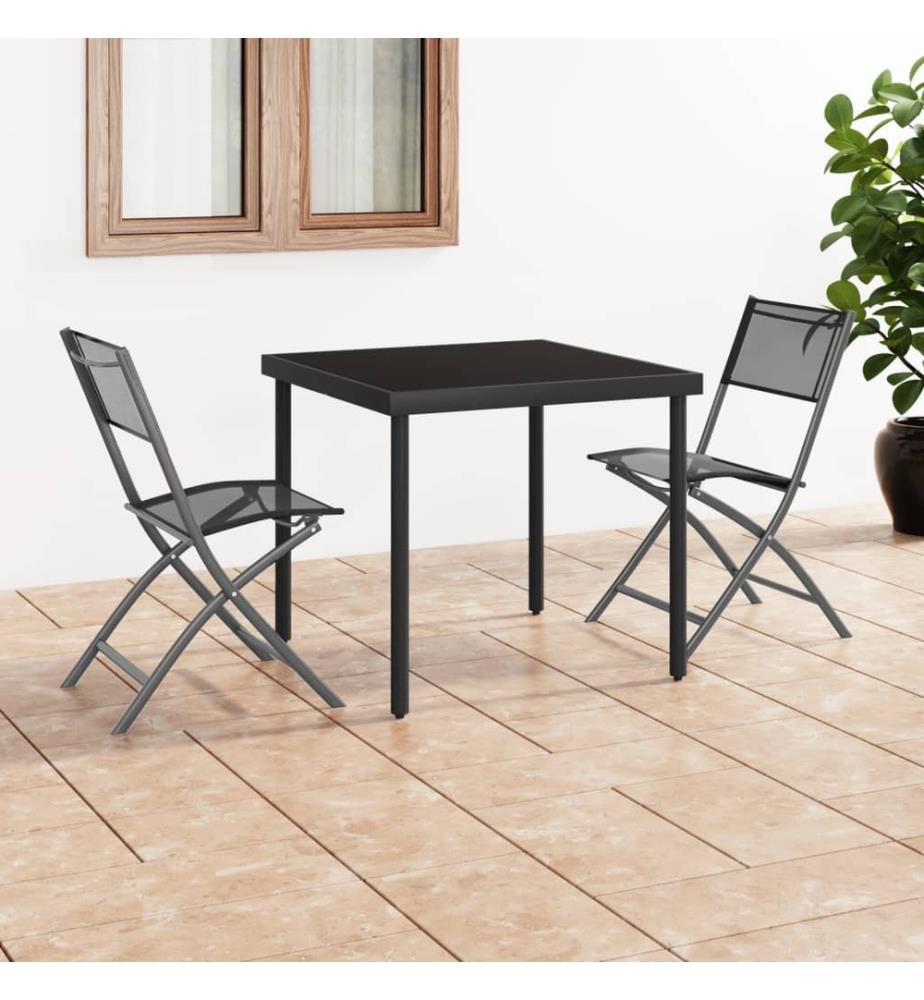 Klappbare Gartenstühle 2 Stk. Schwarz Stahl und Textilene