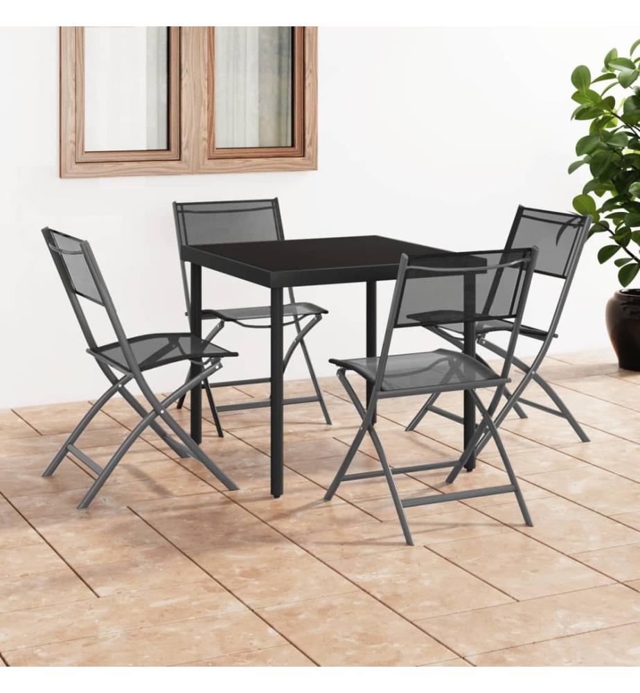 Klappbare Gartenstühle 4 Stk. Schwarz Stahl und Textilene
