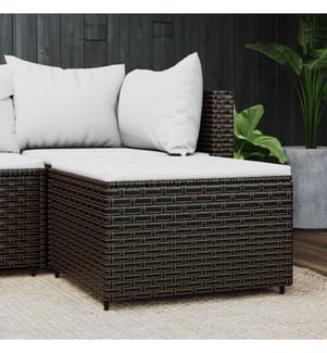 Gartenhocker mit Kissen Braun Poly Rattan