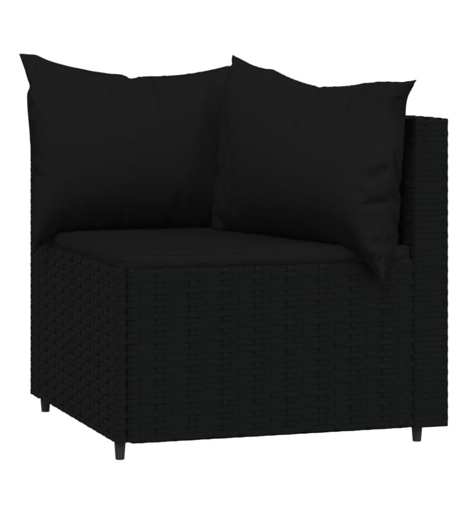 4-tlg. Garten-Lounge-Set mit Kissen Schwarz Poly Rattan